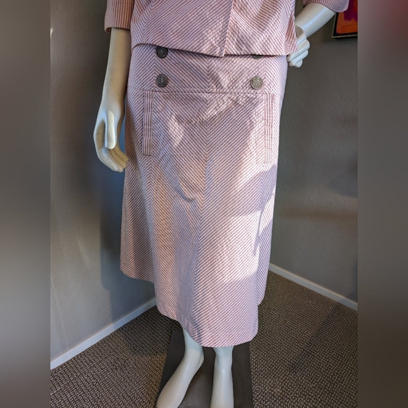 Vintage Beth Bowley Pink Striped Gingham Skirt Suit - Picture 4 of 10
